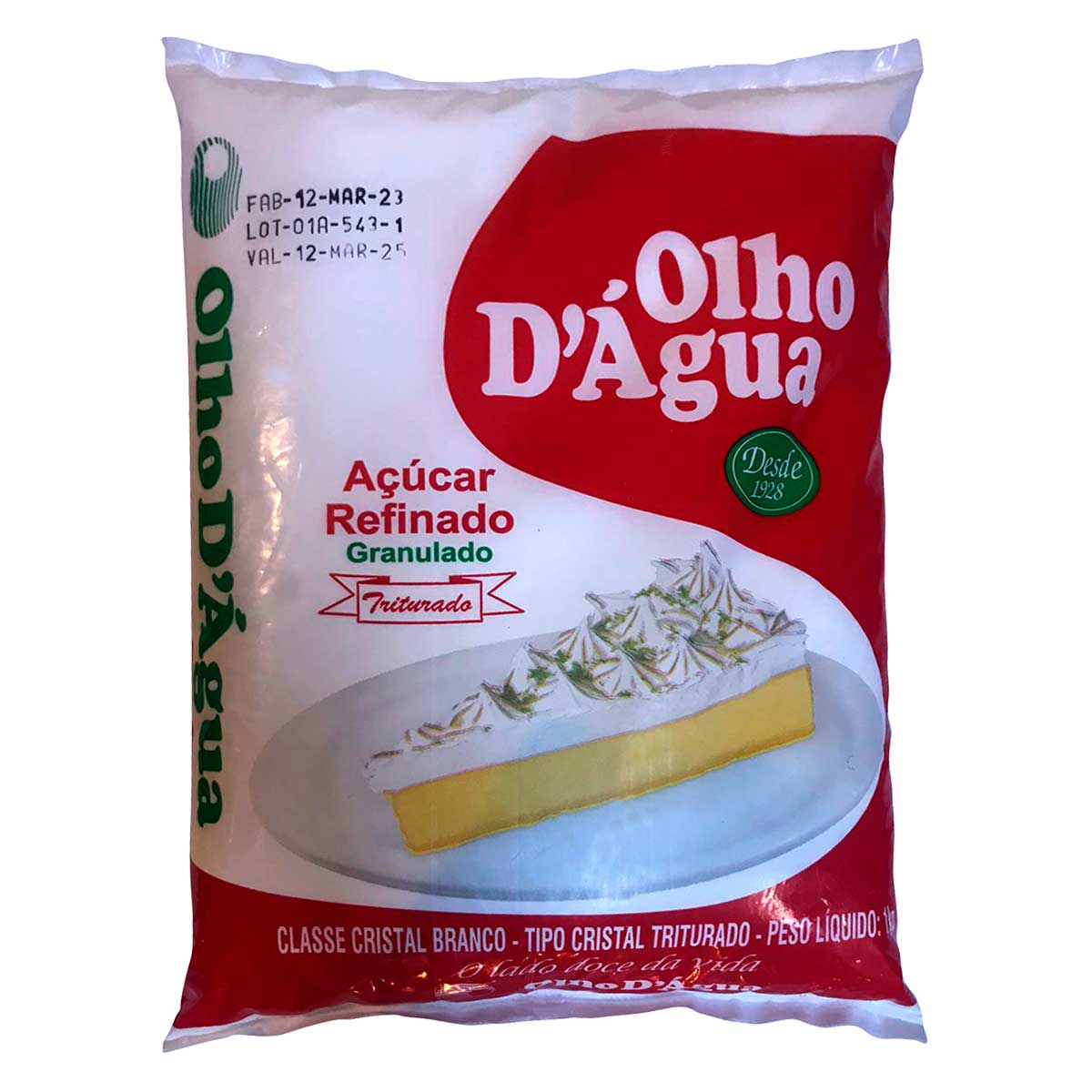 Açúcar Refinado Granulado Triturado Olho D&apos;Água Pacote 1 Kg