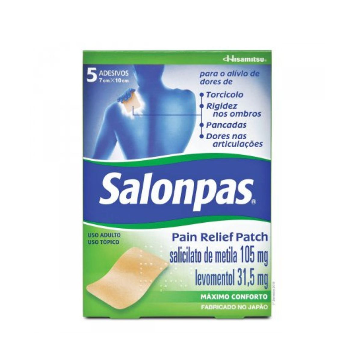 Adesivos Salonpas Pain Relief Patch com 5 Unidades