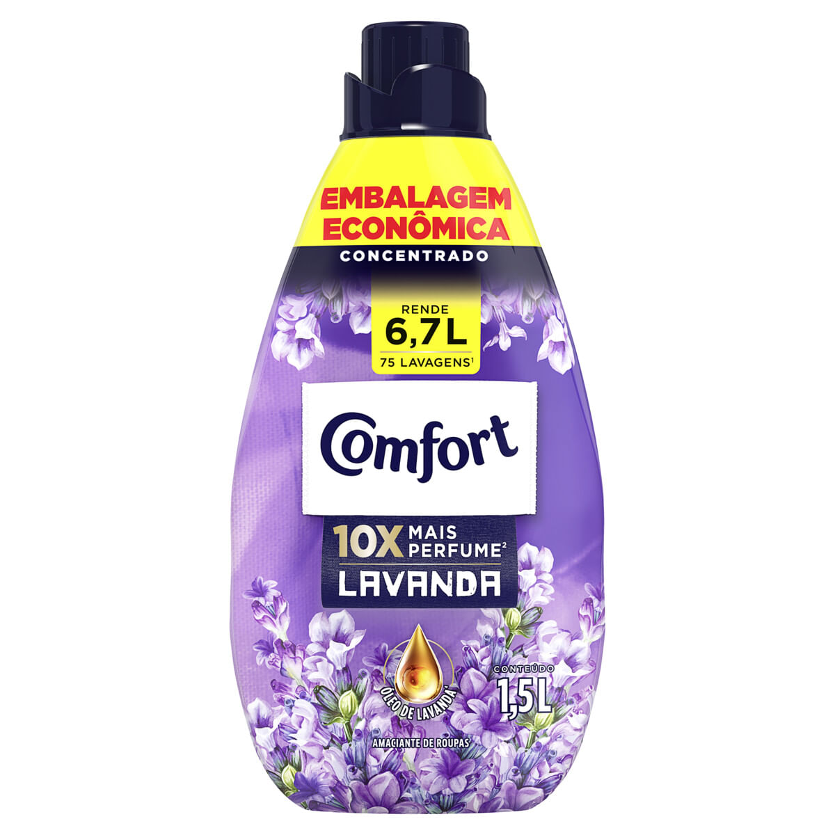 Amaciante de Roupa Concentrado Lavanda Comfort 1,5L Embalagem Econômica