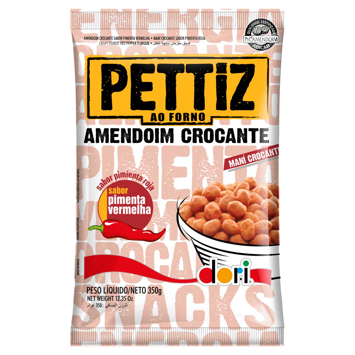 Amendoim Crocante Sabor Pimenta Vermelha Dori Pettiz 350g