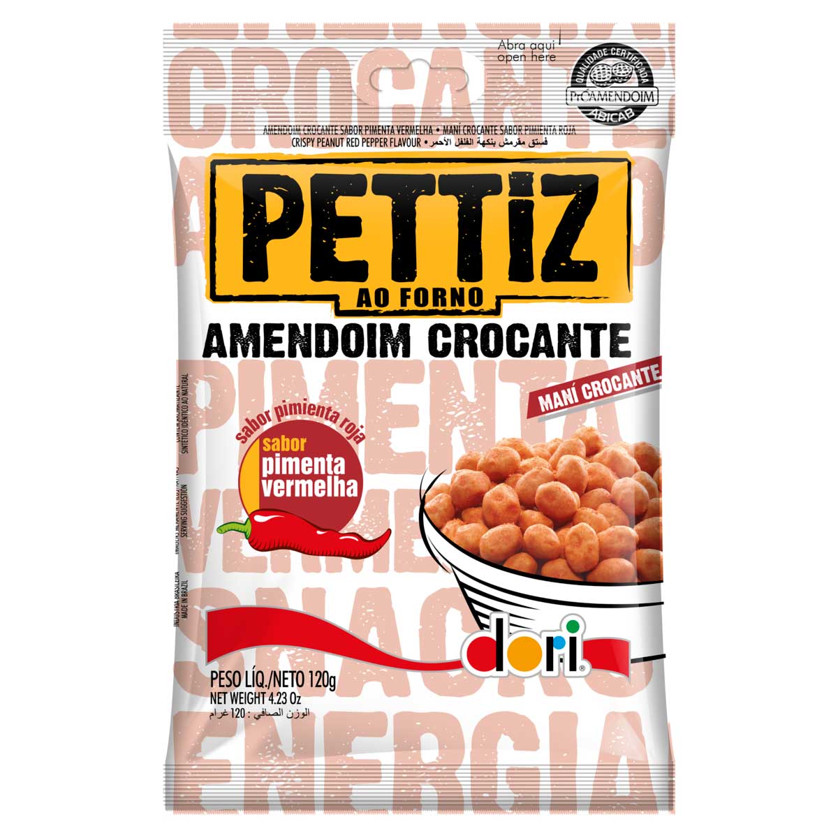 Amendoim Crocante Sabor Pimenta Vermelha Dori Pettiz 120g