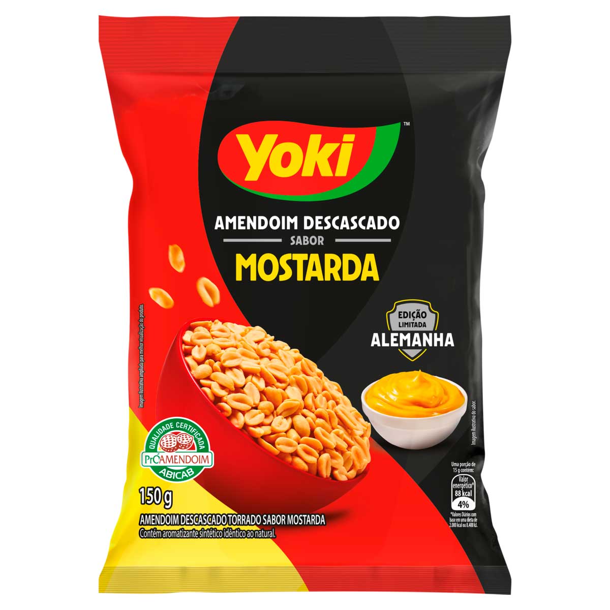 Amendoim Torrado sem Casca Sabor Mostarda Yoki 150g Edição Limitada Alemanha