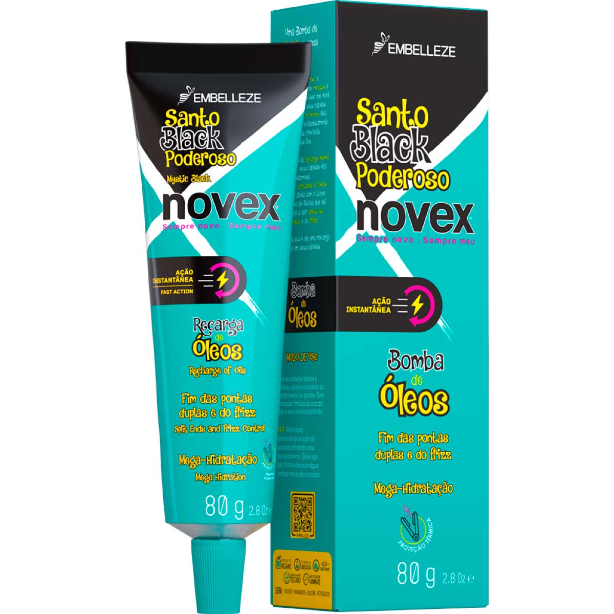 Creme de Tratamento Recarga de Óleos Novex Santo Black Poderoso 80g