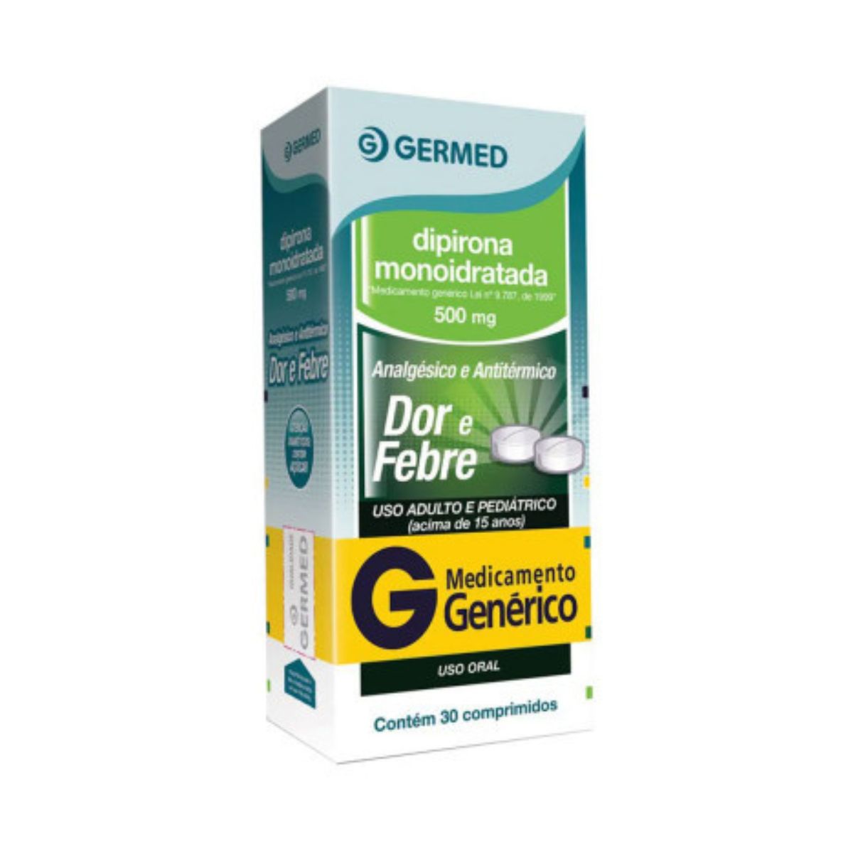 Analgésico Dipirona 500mg Germed Genérico com 30 Comprimidos