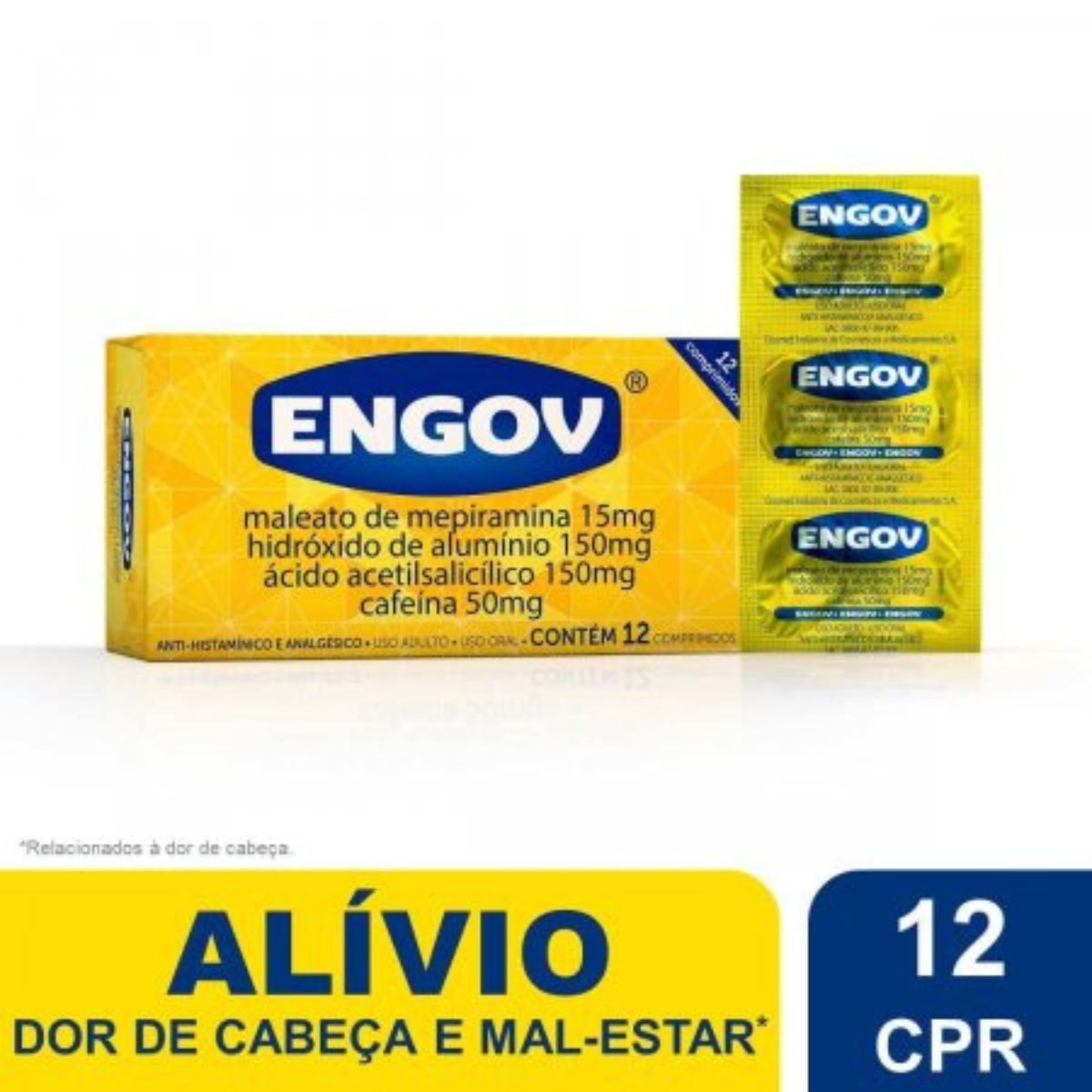 Analgésico Engov com 12 Comprimidos