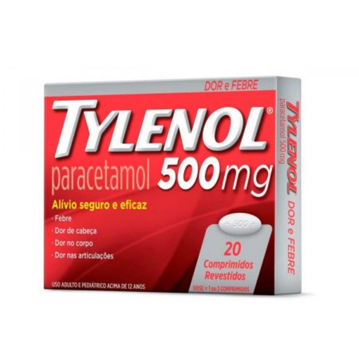 Analgésico Tylenol 500mg com 20 Comprimidos