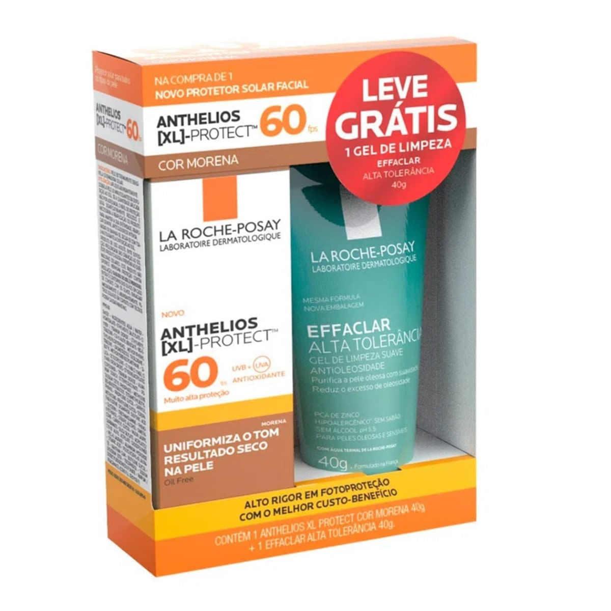 Kit La Roche-Posay Anthelios XL Cor Morena FPS 60 40 g + Effaclair Gel 40 g