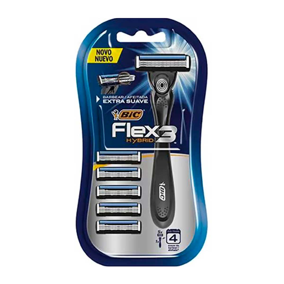 Aparelho Barbeador Bic Flex 3 Hybrid Ex. Suave + 5 Cargas