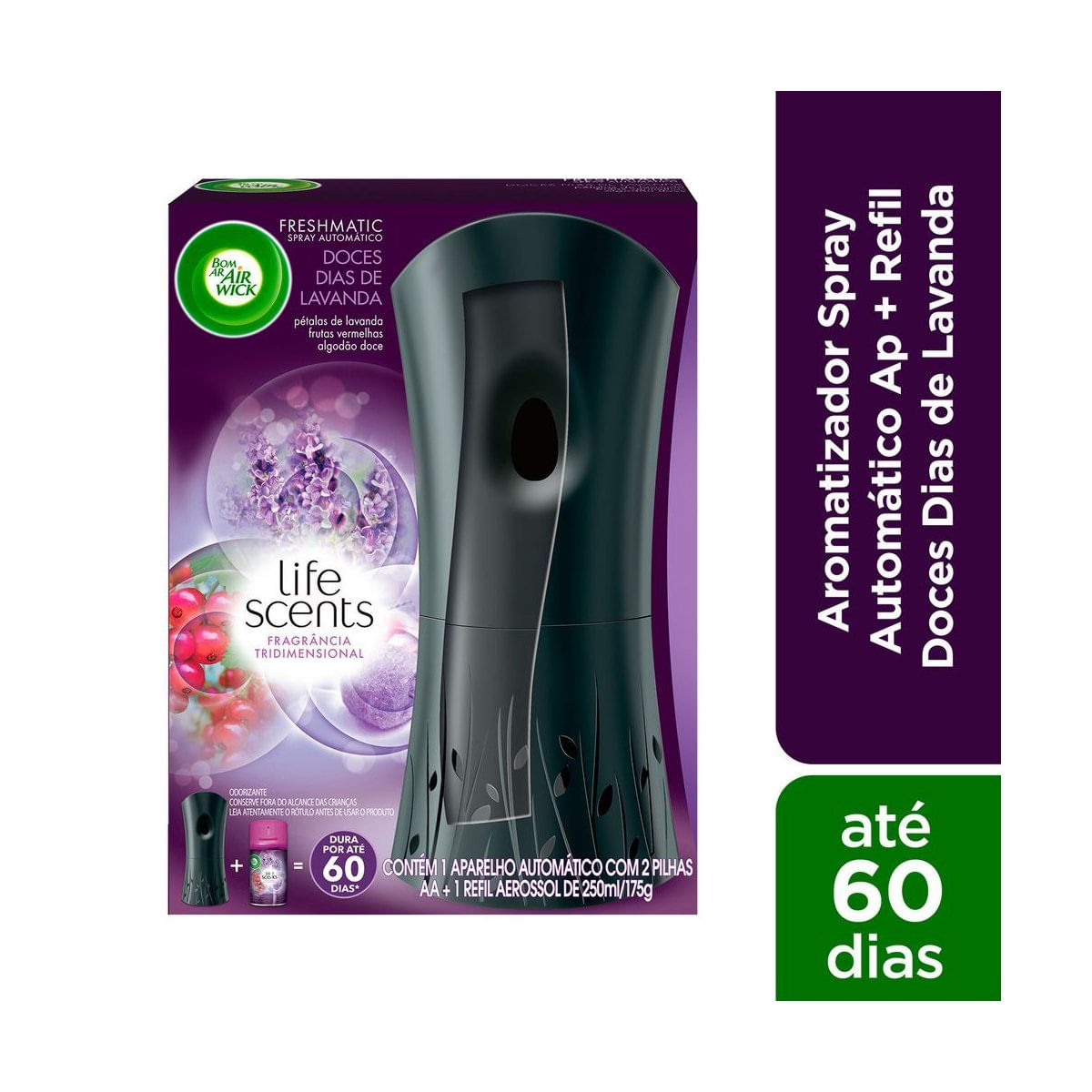 Aparelho + Refil Bom Ar Air Wick Life Scents Spray Doces Dias de Lavanda 250ml