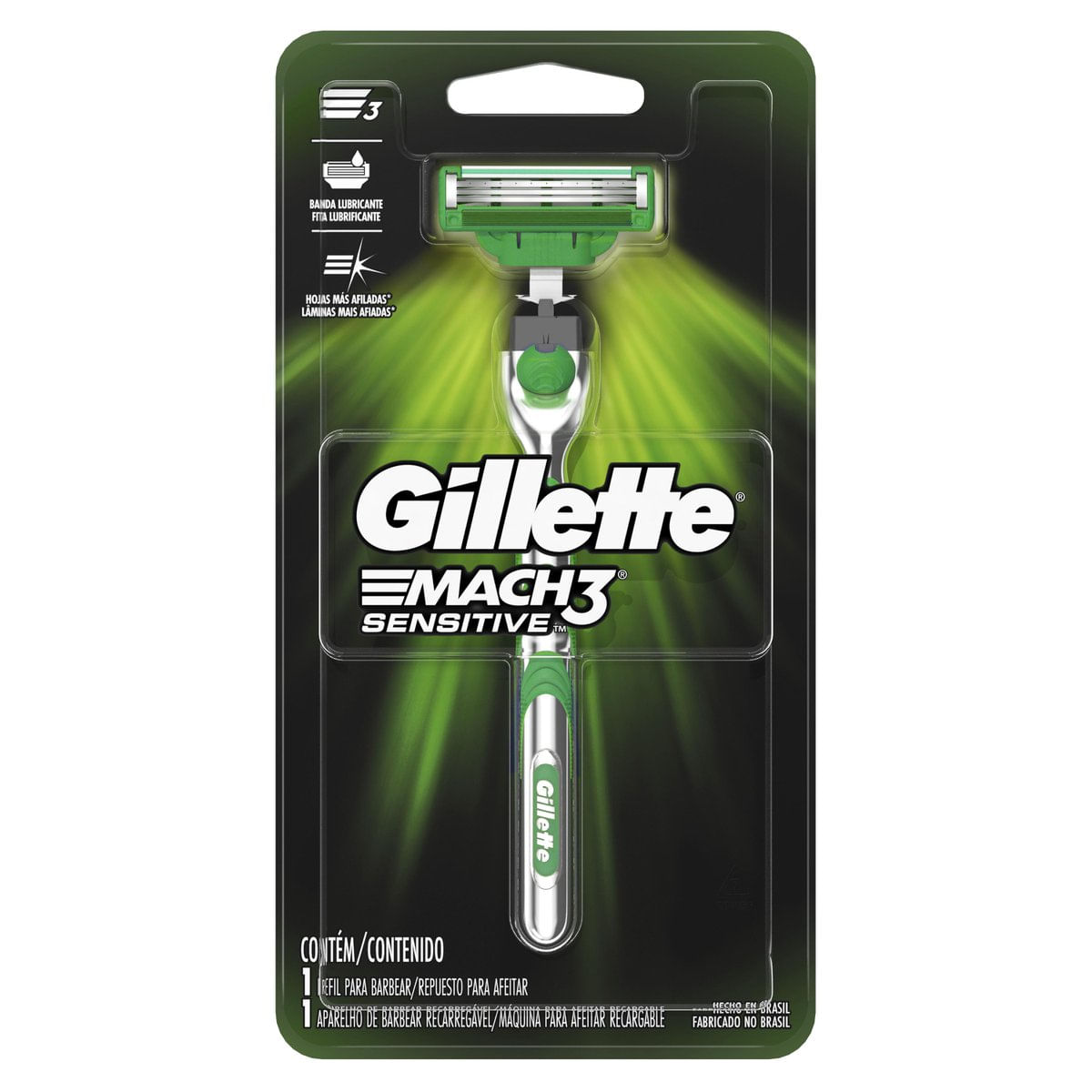 Aparelho de Barbear Gillette Mach3 Sensitive + 1 Carga