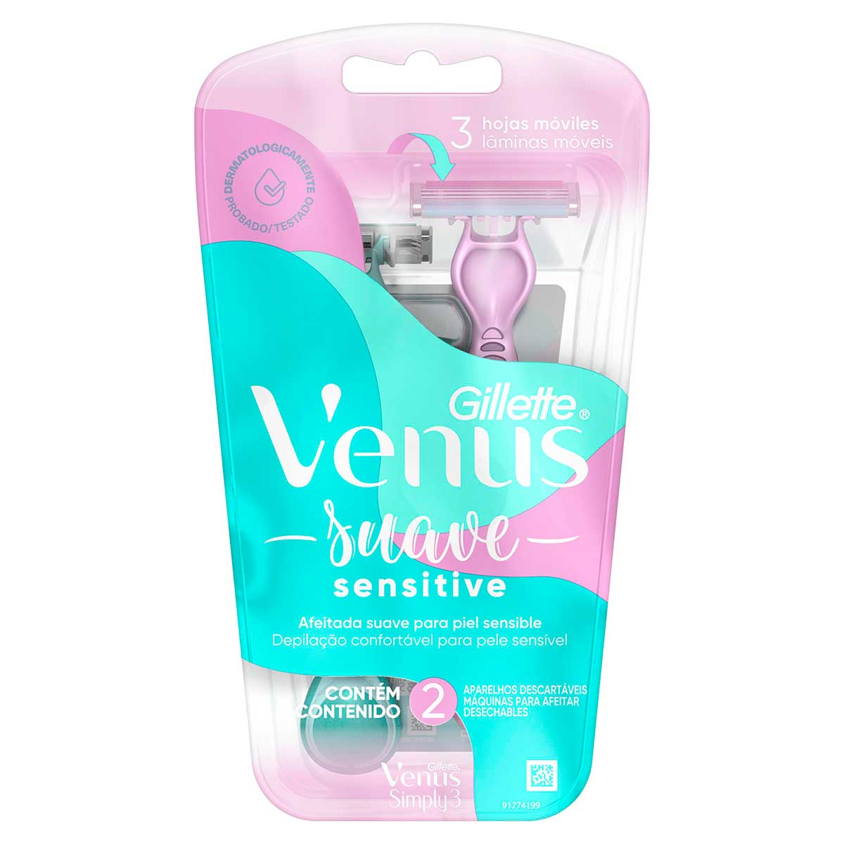 Aparelho de Depilar Gillette Venus Suave Sensitive 2 Unidades