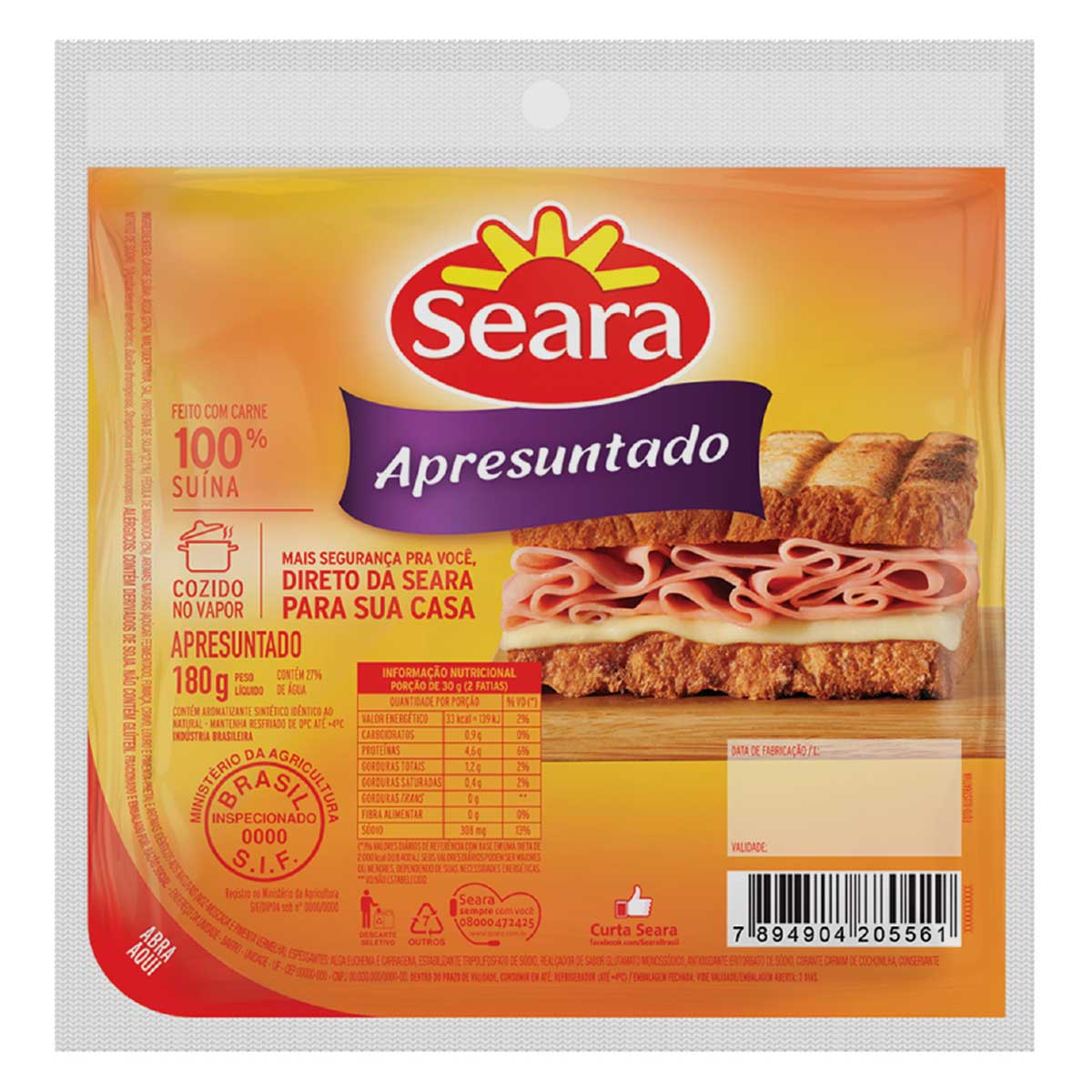 Apresuntado Fatiado Seara 180g