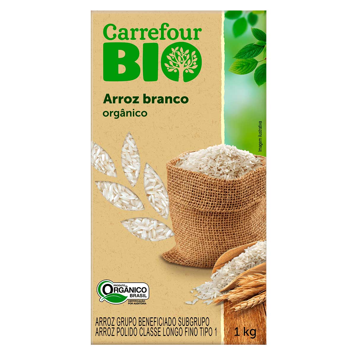 Arroz Branco a Vácuo Orgânico Carrefour Bio 1 kg