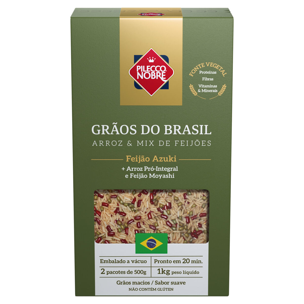 Arroz e Mix de Feijão Integral Pilecco Nobre Grãos do Brasil 1Kg 2 Unidades