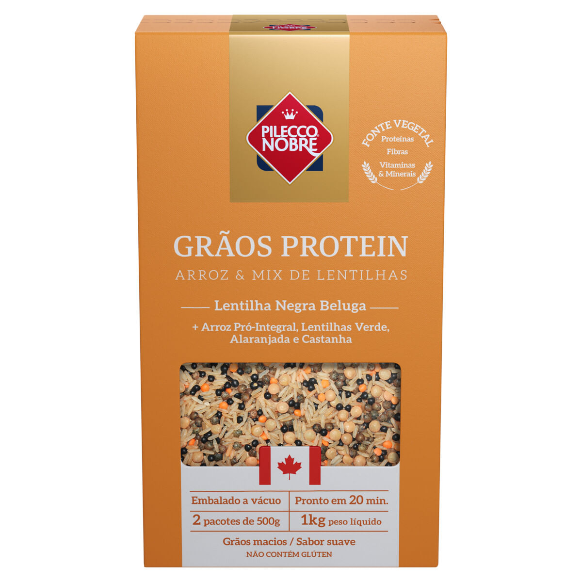 Arroz e Mix de Lentilha Integral Pilecco Nobre Grãos Protein 1Kg 2 Unidades