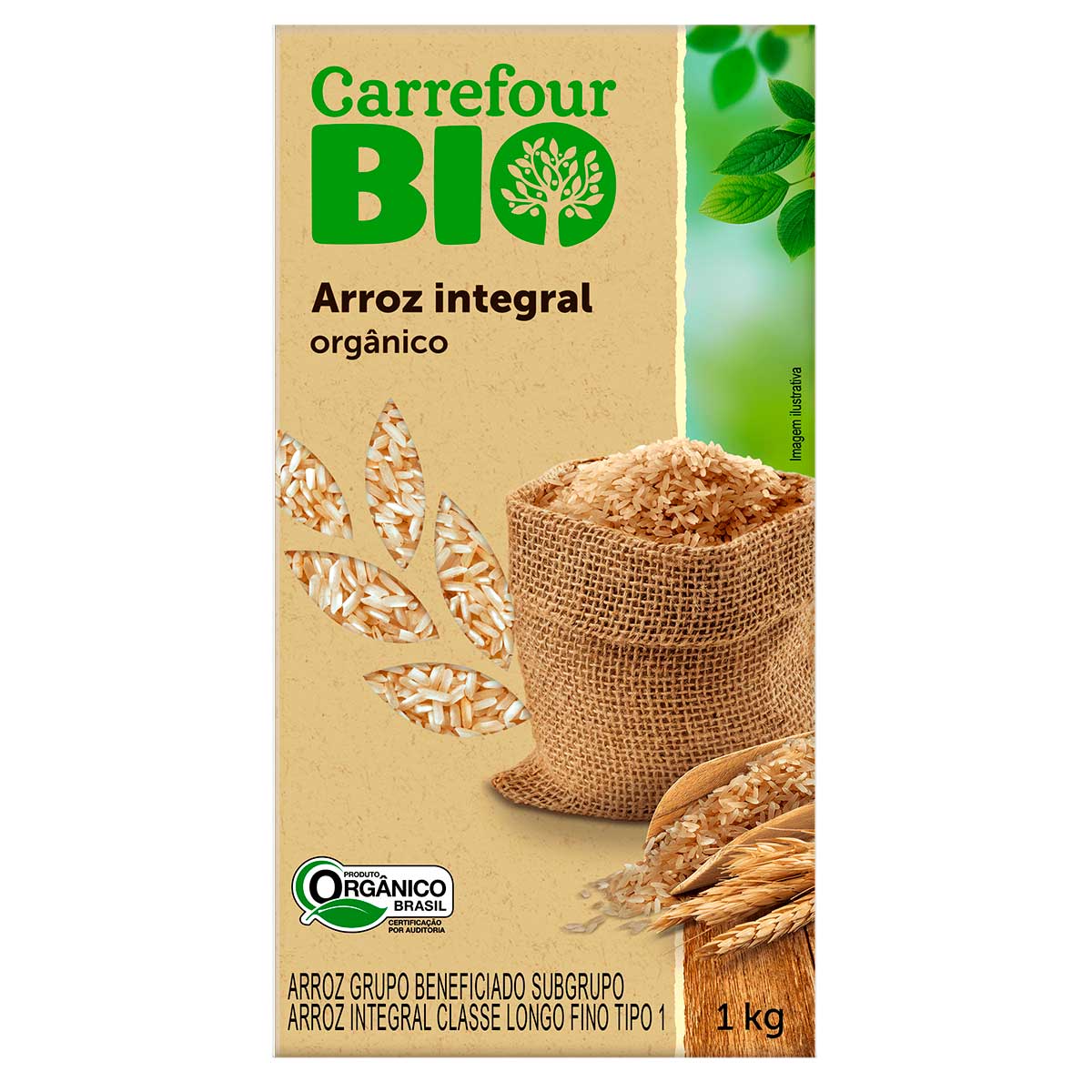 Arroz Integral a Vácuo Orgânico Carrefour Bio 1 kg