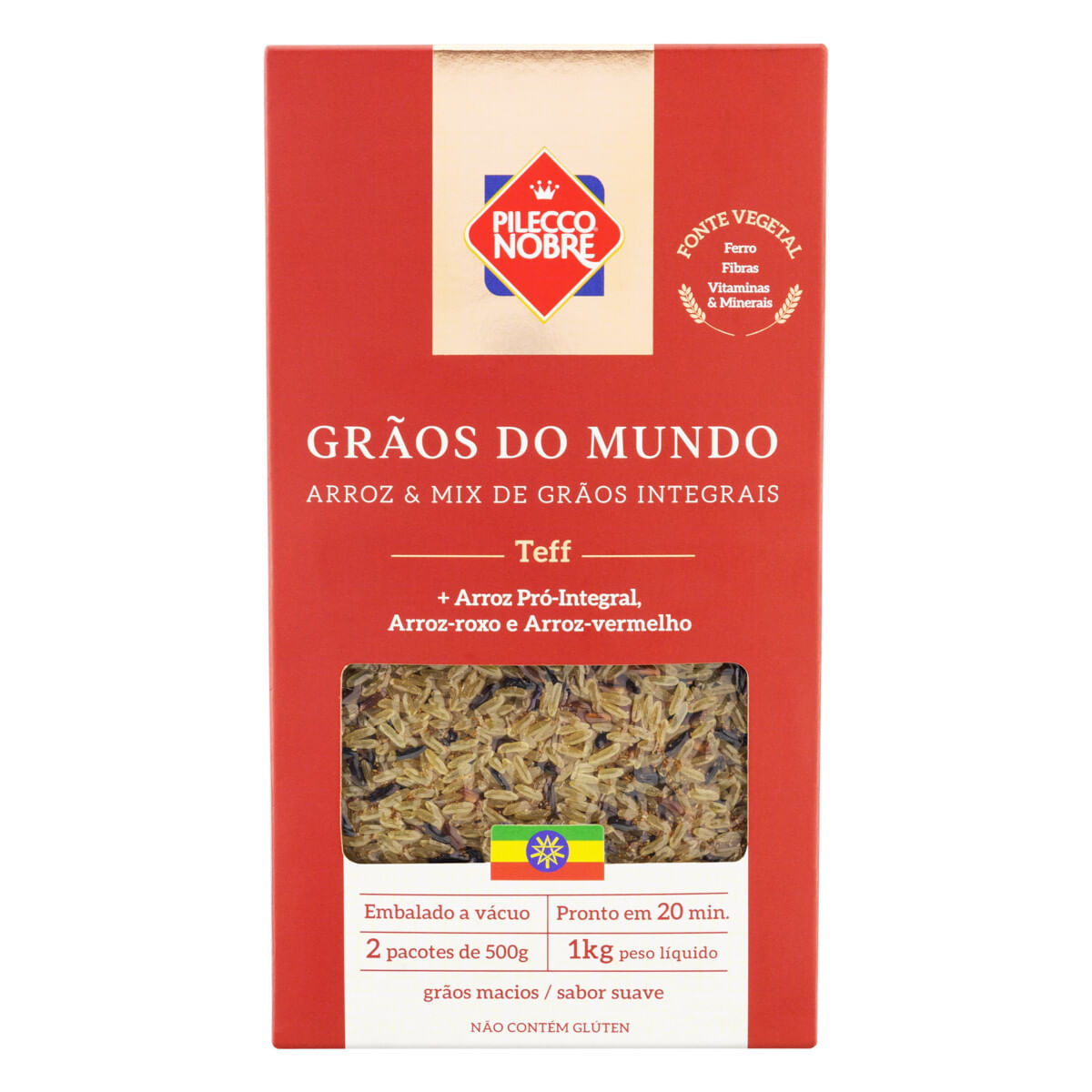 Arroz Integral com Teff Pilecco Nobre Grãos do Mundo 1Kg 2 Unidades