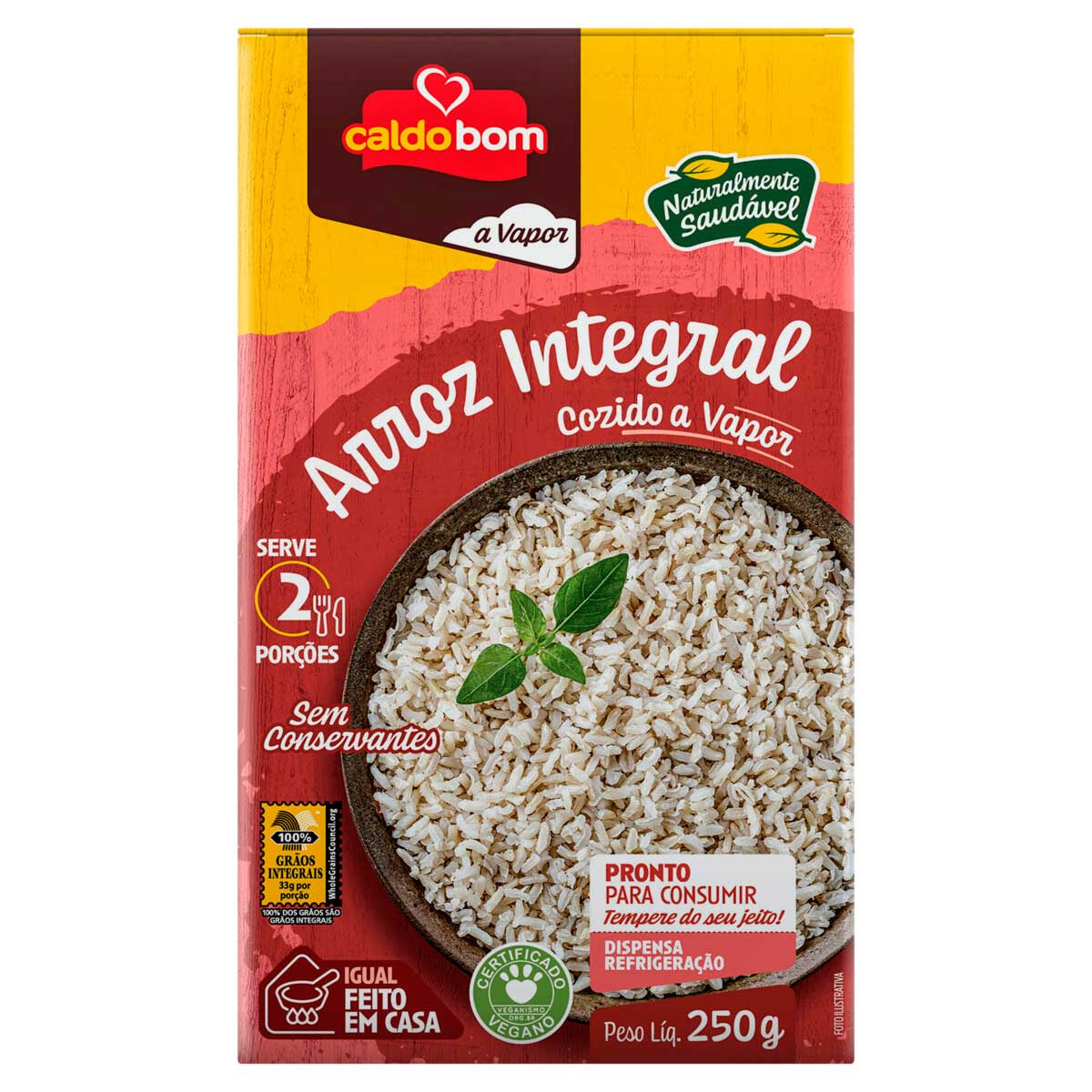 Arroz Integral Cozido no Vapor Caldo Bom 250g