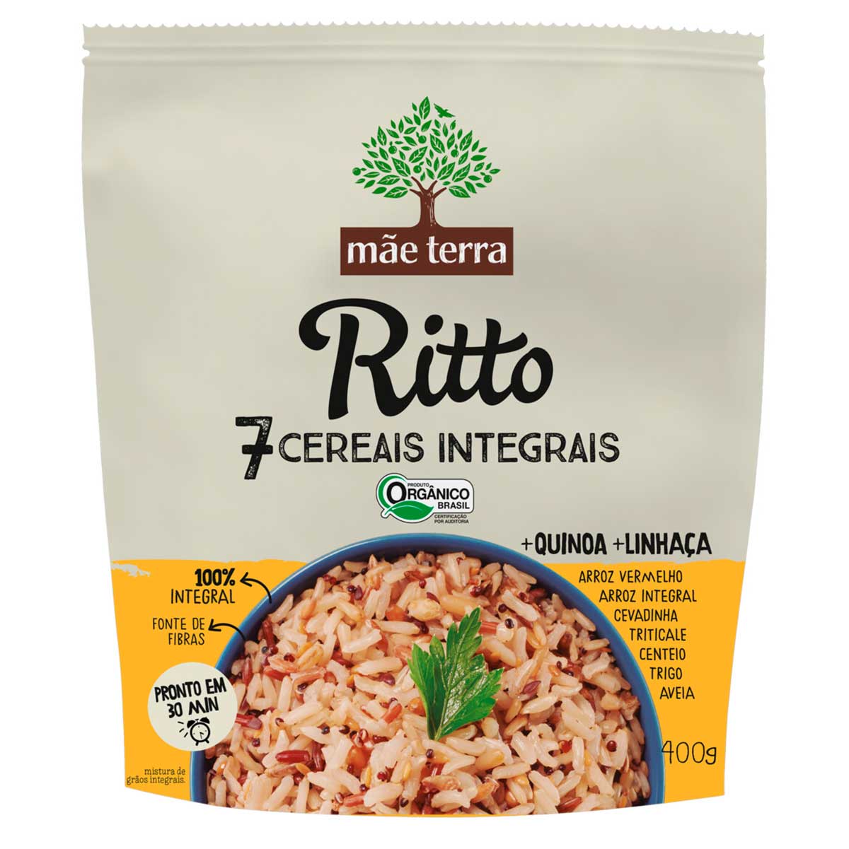 Arroz Integral Mãe Terra Orgânico 7 Cereais Ritto Sachê 400 g