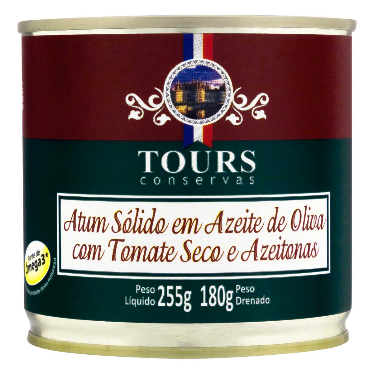 Atum Sólido em Azeite de Oliva com Tomate Seco e Azeitonas Tours 180g