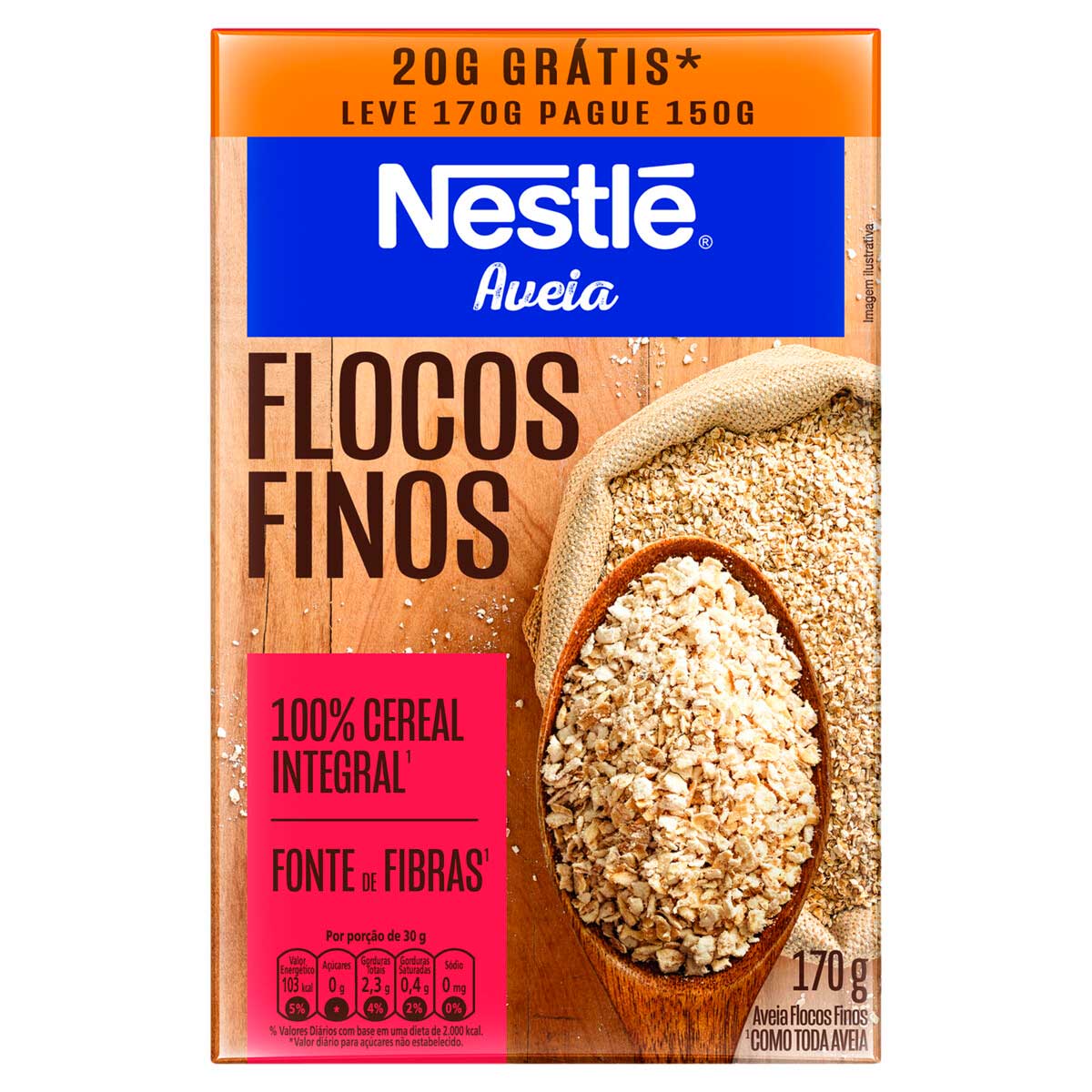 Aveia em Flocos Finos Nestlé Leve 170g Pague 150g