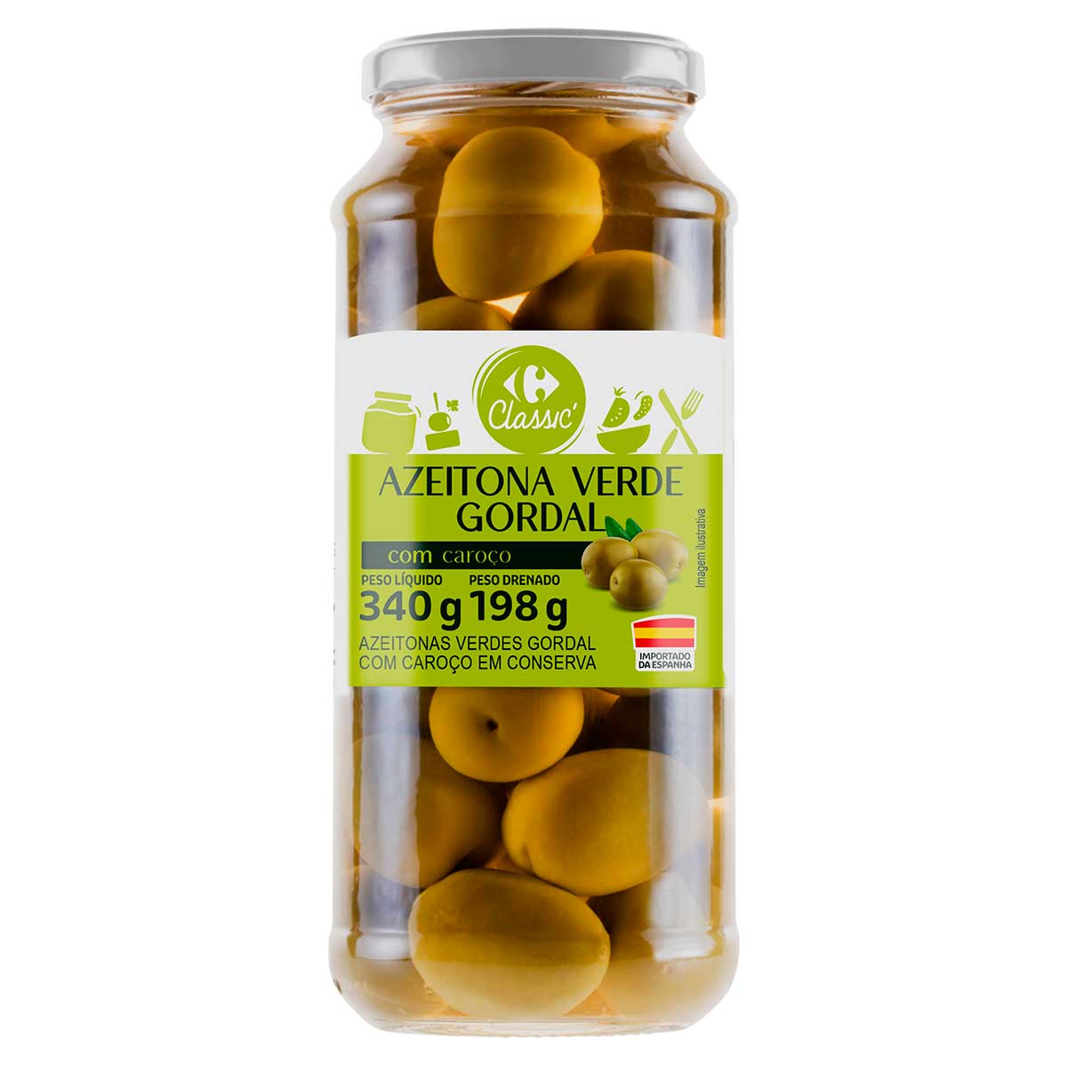 Azeitona Verde Gordal Carrefour Classic 340g