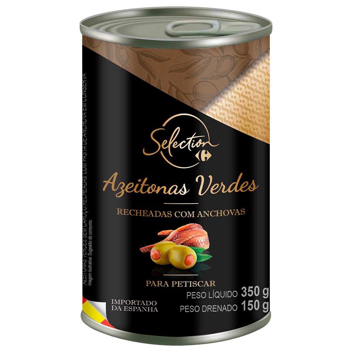 Azeitona Verde Recheada com Anchovas Carrefour Selection 350g