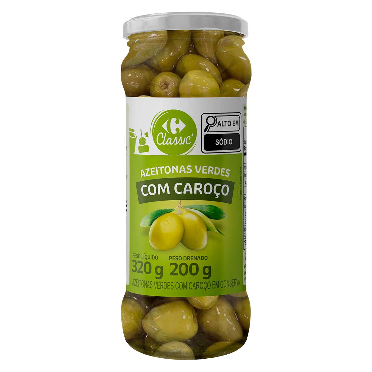 Azeitona Verde com Caroço Carrefour 320g