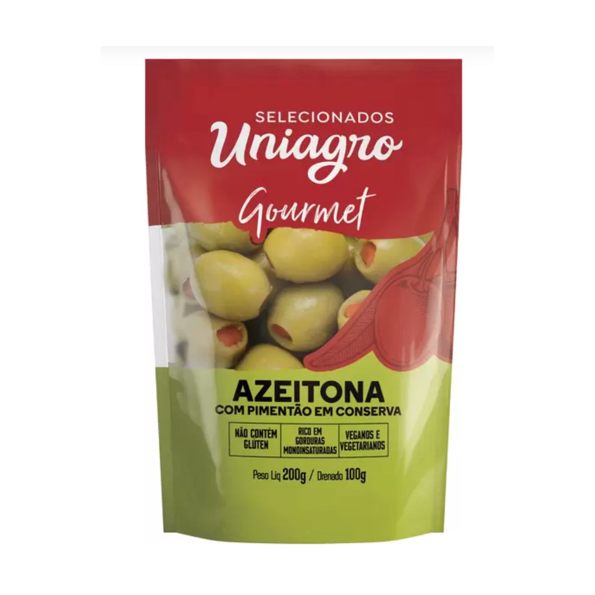 Azeitona Verde Recheada Uniagro 100 g