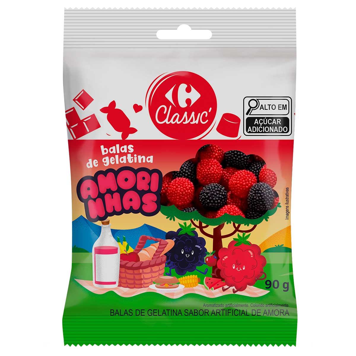 Bala de Gelatina Amorinhas Carrefour Classic 90g