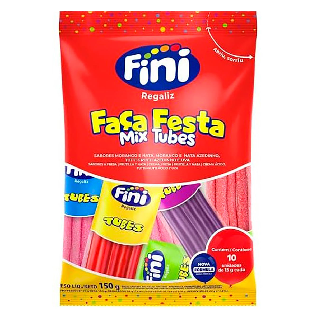 Bala de Gelatina Fini Tubes Festa Mix 150g