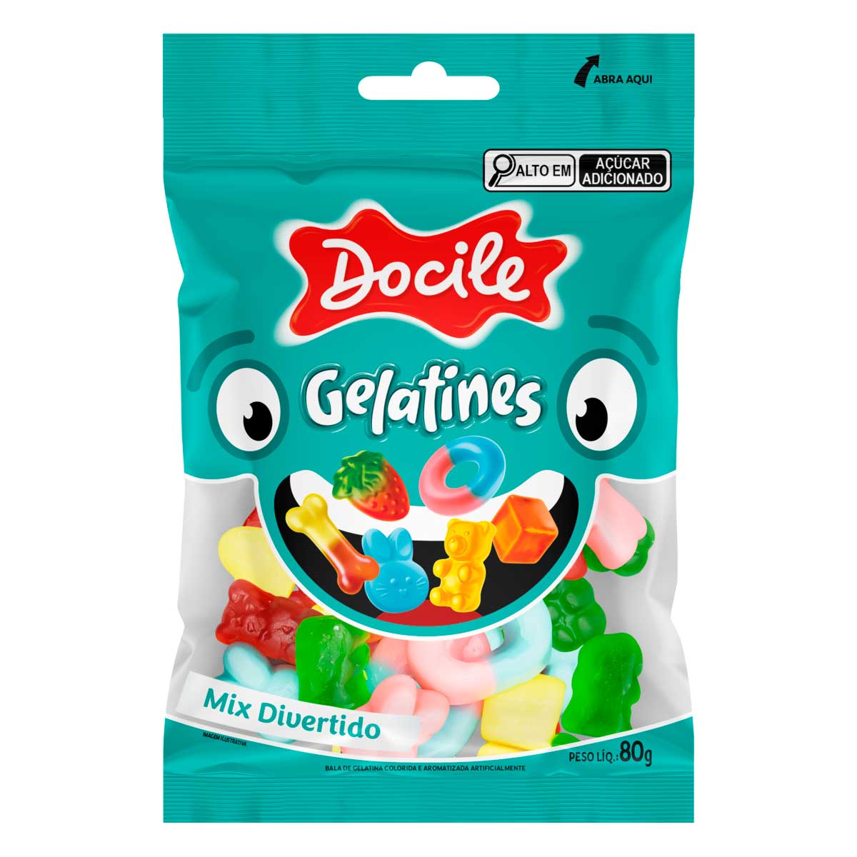 Bala Gelatinosa Docile Mix Divertido Pacote 80g