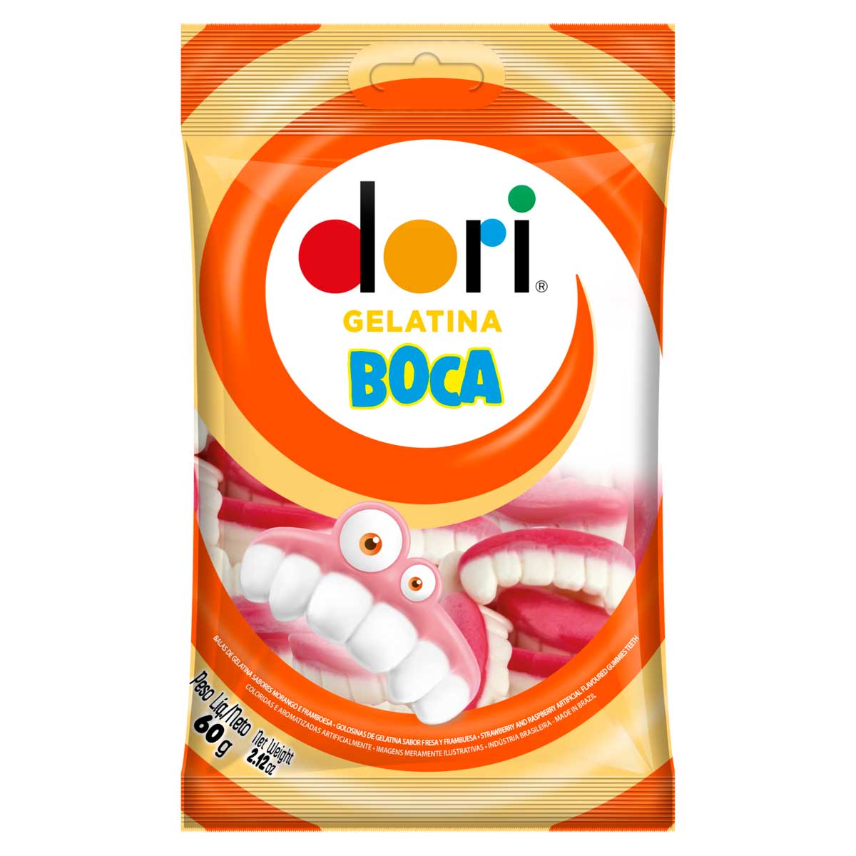 Bala de Gelatina Morango e Framboesa Boca Dori 60g