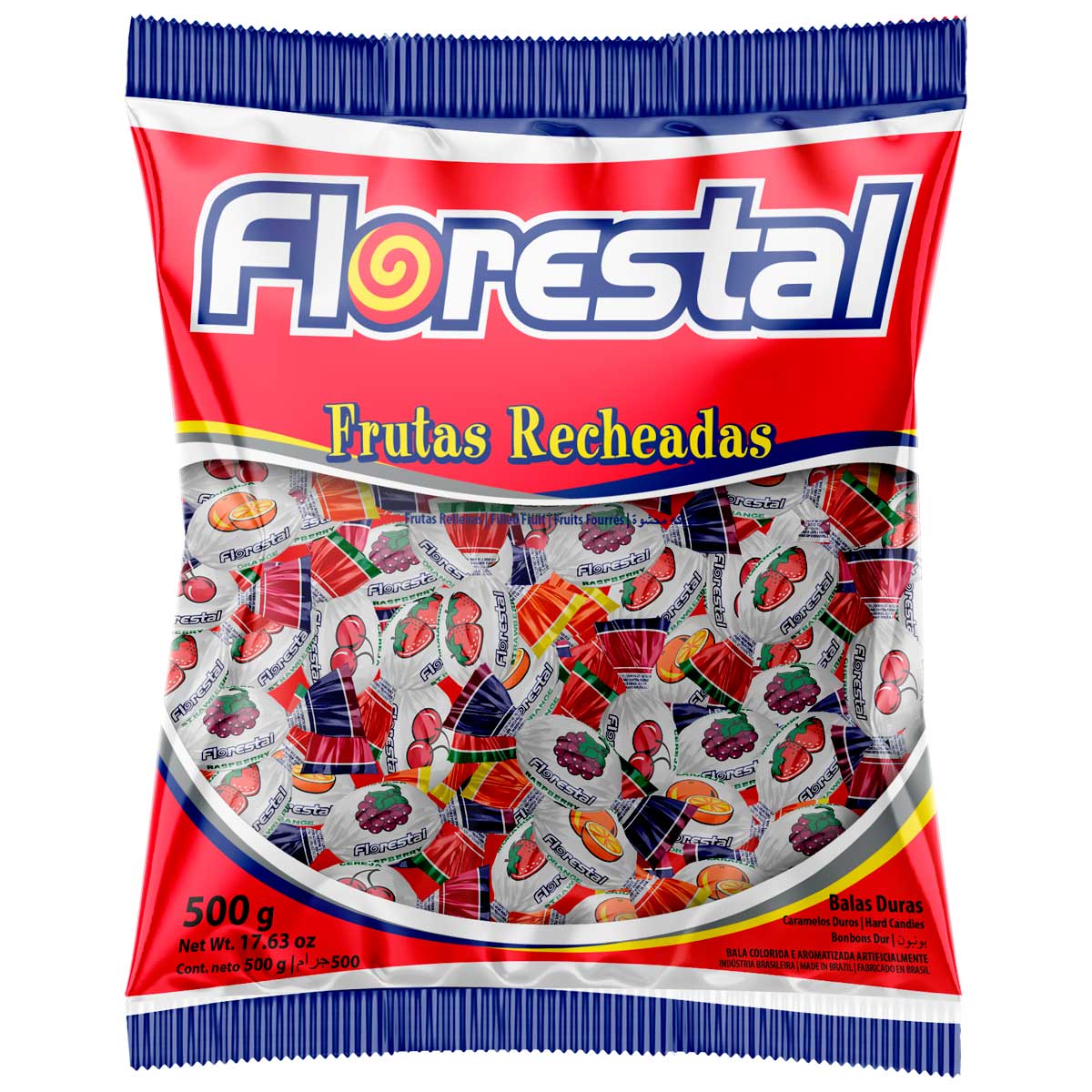 Bala Recheada Sabor Frutas Florestal com 22 Unidades