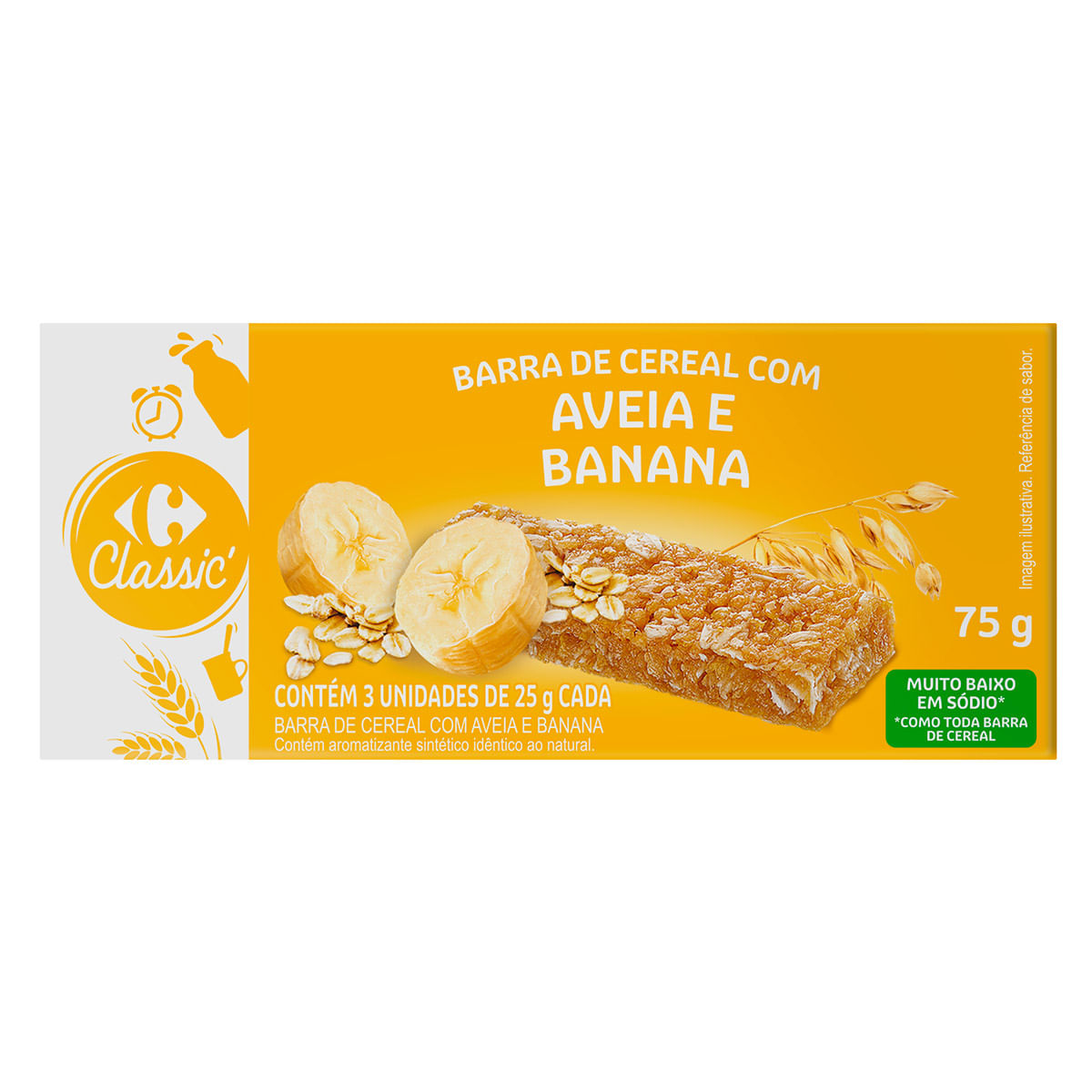 Barra de Cereal Aveia e Banana Carrefour Classic 75 g