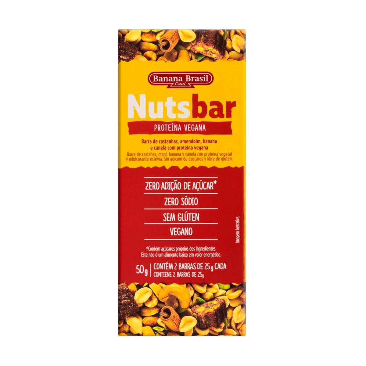 Barra de Cereal com Proteína Vegana, Castanha e Amendoim Nuts Bar 50 g