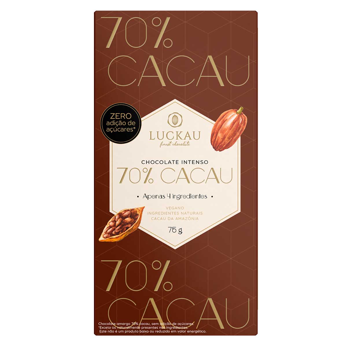 Barra de Chocolate 70% Cacau Luckau