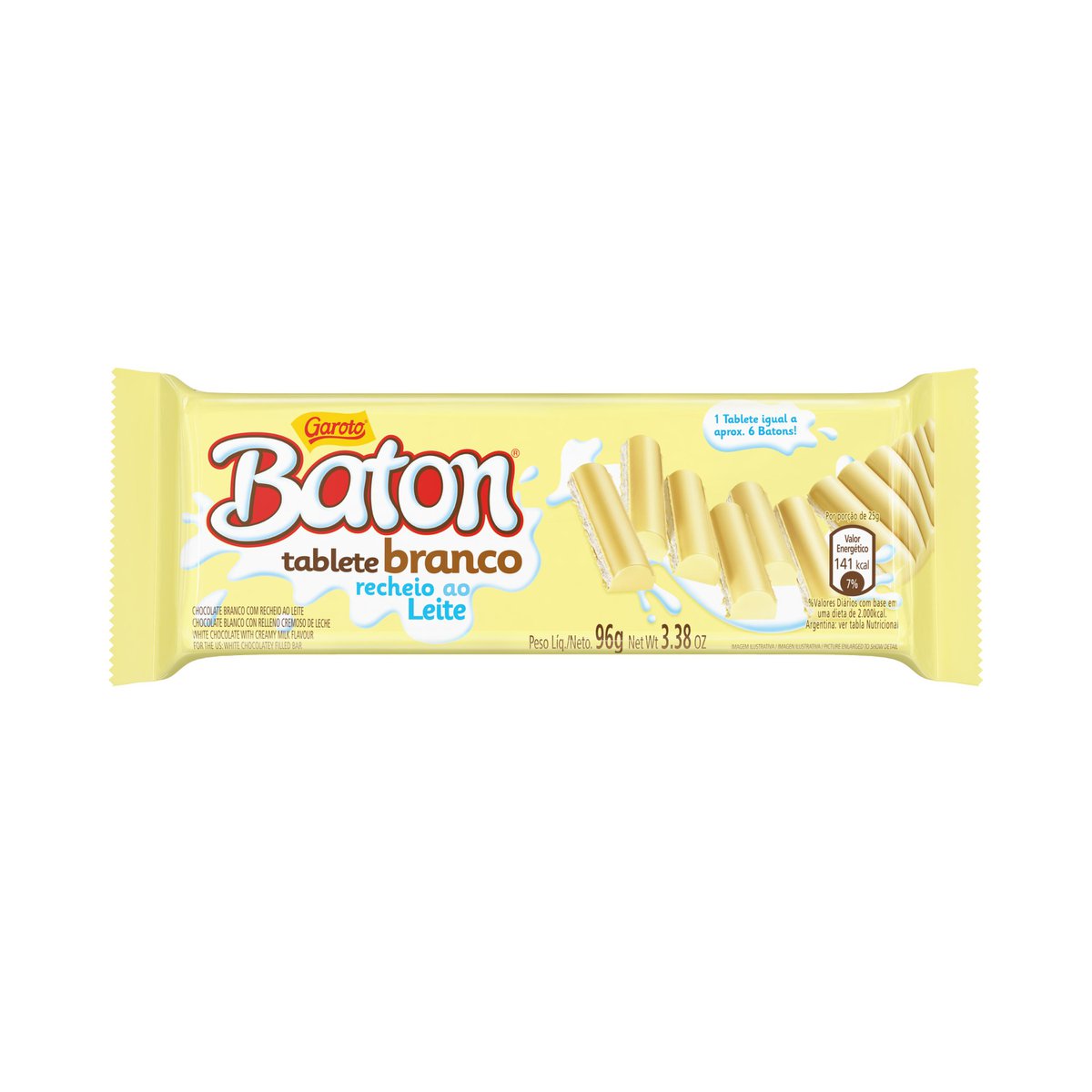 Chocolate Branco com Recheio de Leite Baton 96g