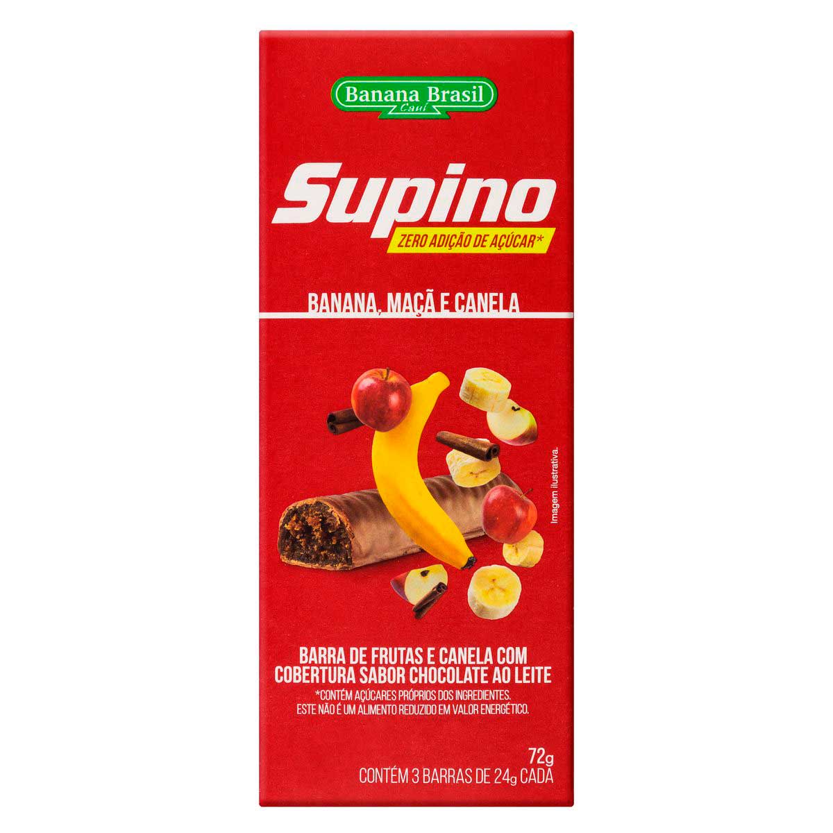 Barra de Frutas Sabor Banana, Maçã e Canela Supino 72g