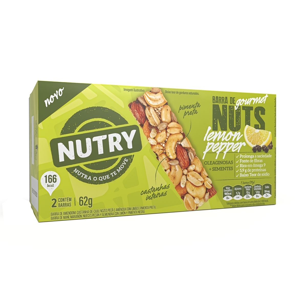 Barra de Nuts Gourmet Nutry Limão e Pimenta 31g - 2 un.