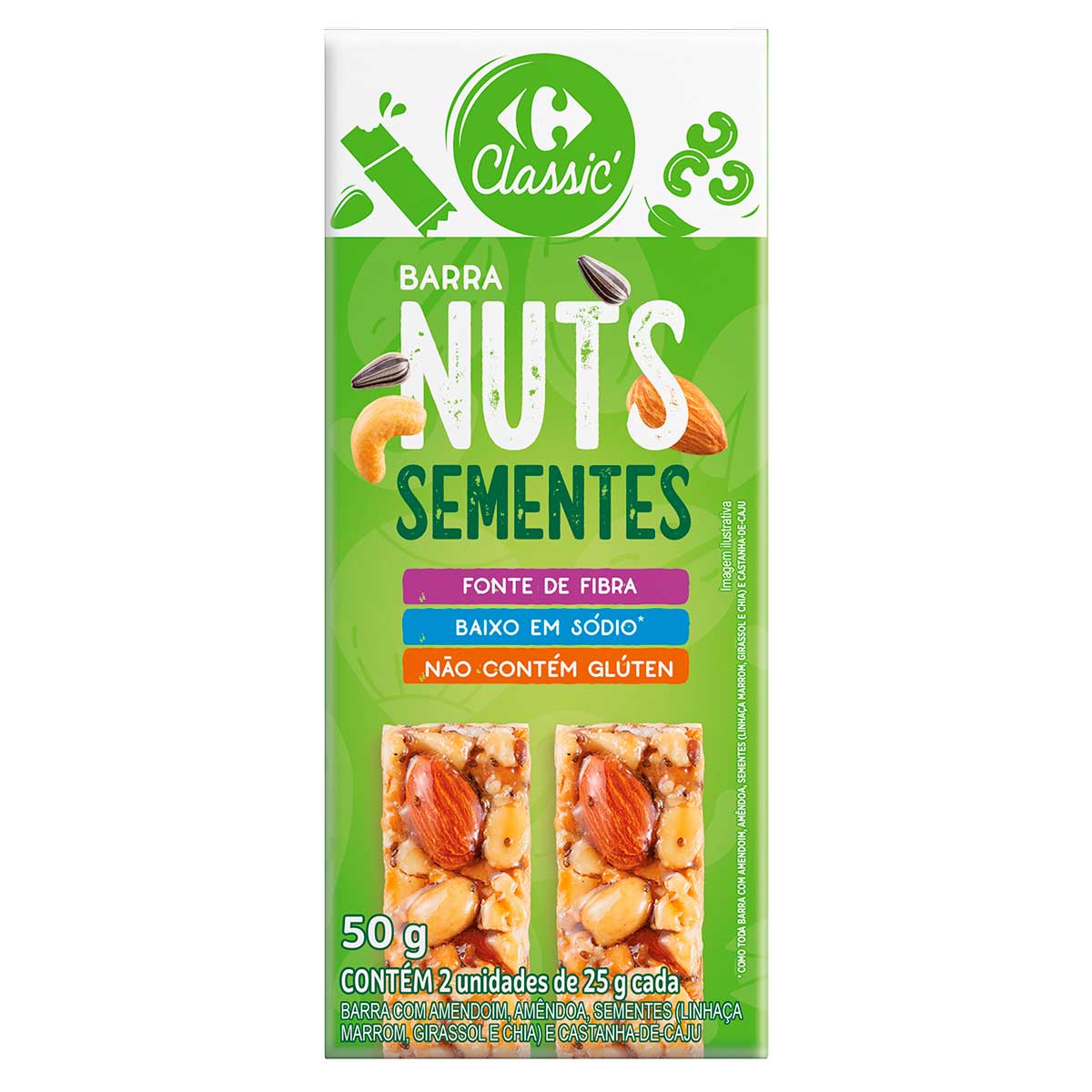 Barra Nuts Sementes Carrefour Classic 50g