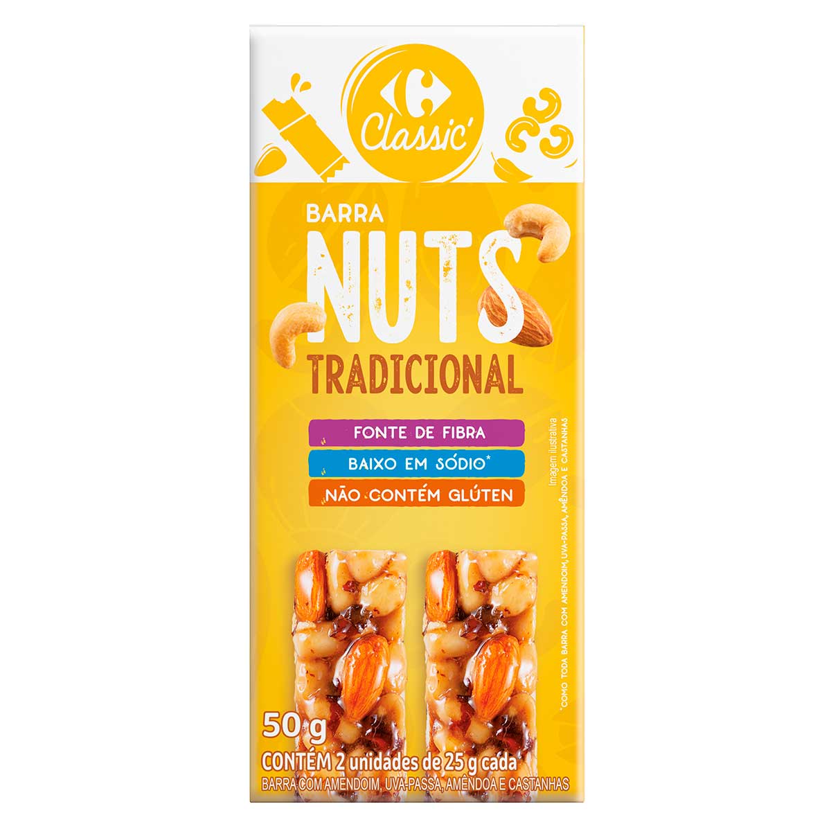 Barra Nuts Sabor Chocolate Carrefour Classic 50g