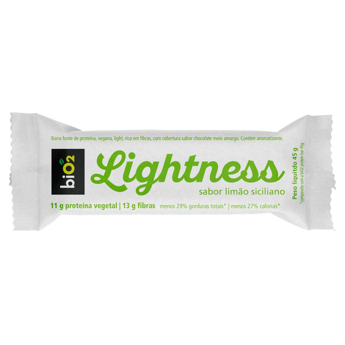 Barra de Proteína Vegana Light Sabor Limão Siciliano biO2 Lightness 45g