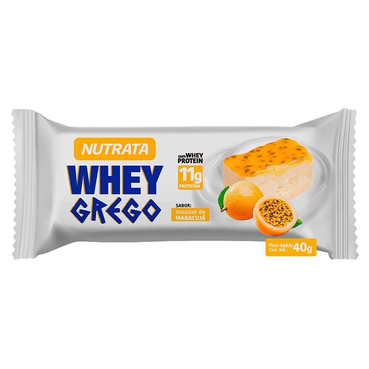 Barra Proteica Whey Bar Grego Sabor Mousse de Maracujá Nutrata 40g