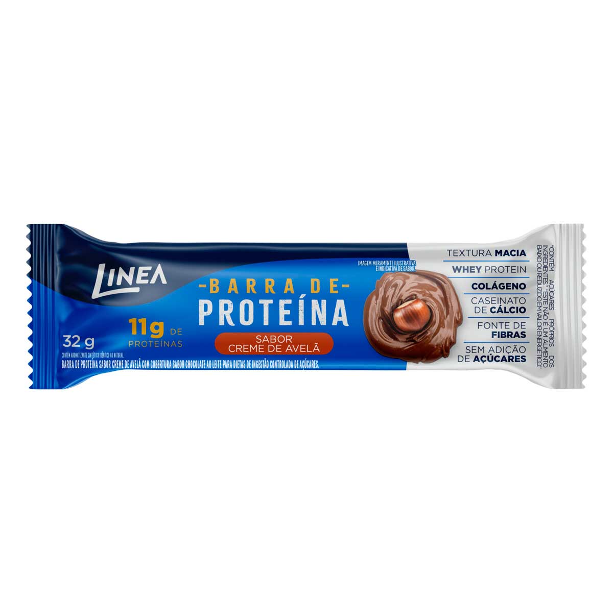 Barra de Proteína Sabor Creme de Avelã Cobertura Chocolate ao Leite Linea 32g