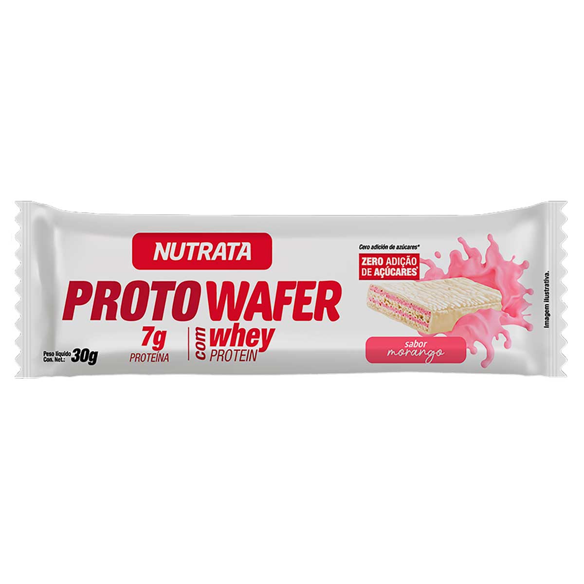 Barra Whey Proto Wafer Morango Nutrata 30g