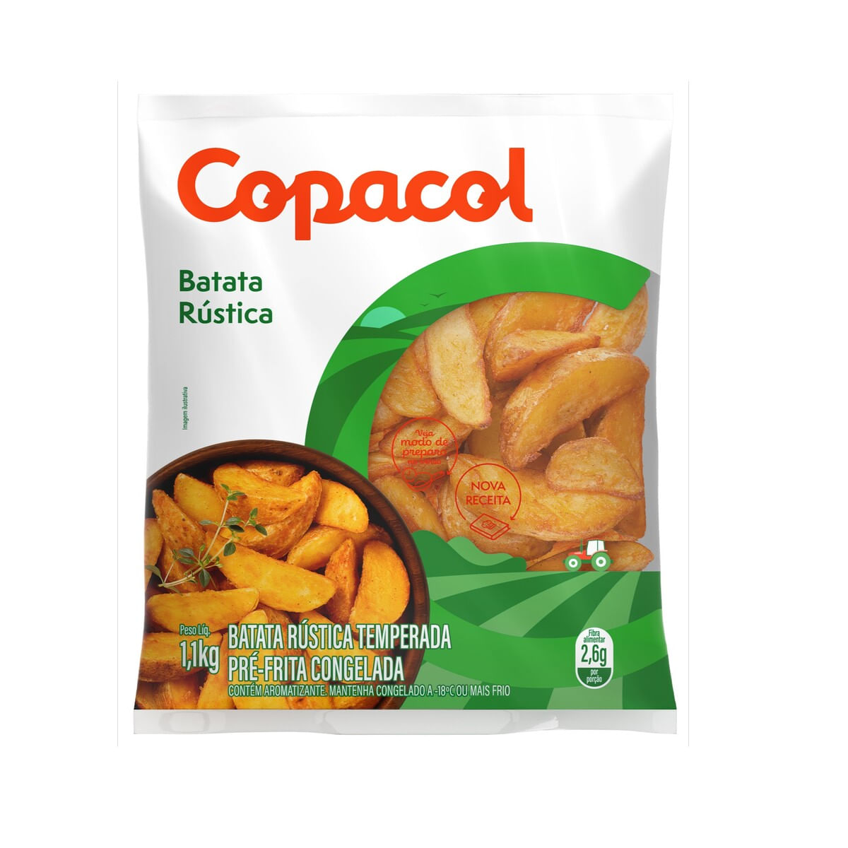 Batata Copacol Rústica Congelada Pacote  1,1 kg