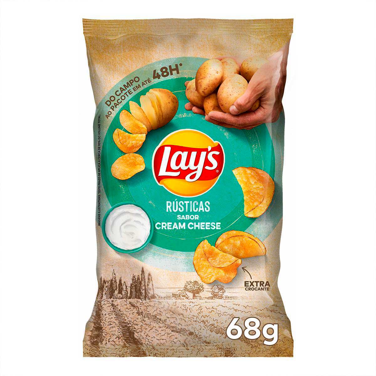 Batata Frita Lays Rústica Sabor Cream Cheese 68g