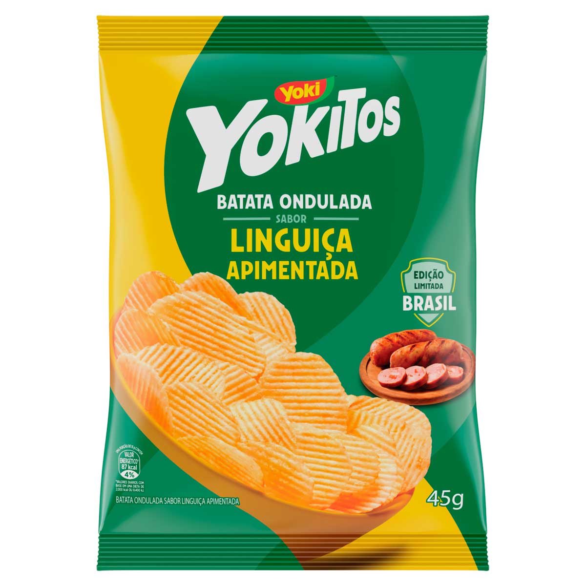 Batata Ondulada Sabor Linguiça Apimentada Yoki Yokitos 45g Edição Limitada Brasil