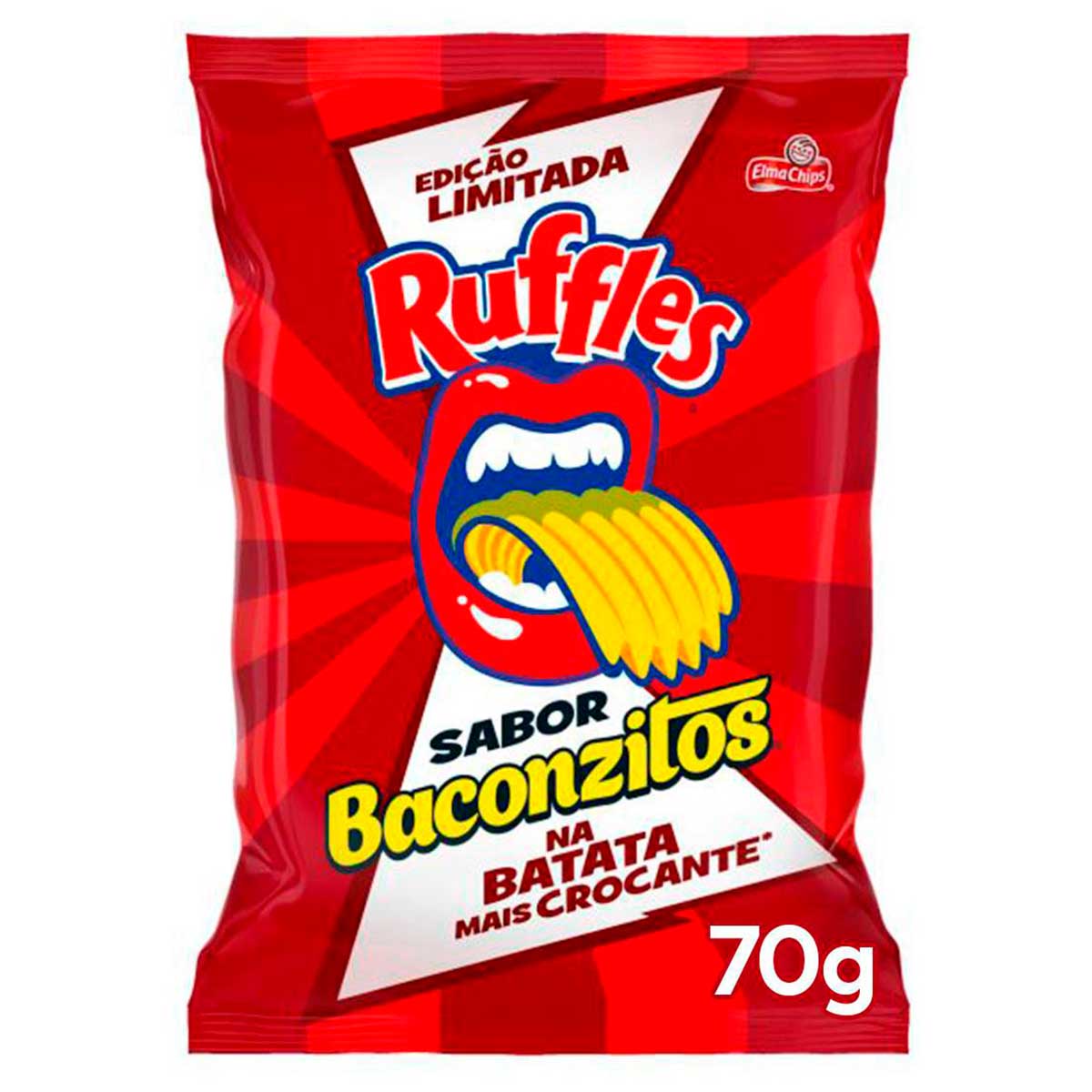 Batata Frita Ondulada Baconzitos Elma Chips Ruffles 70g